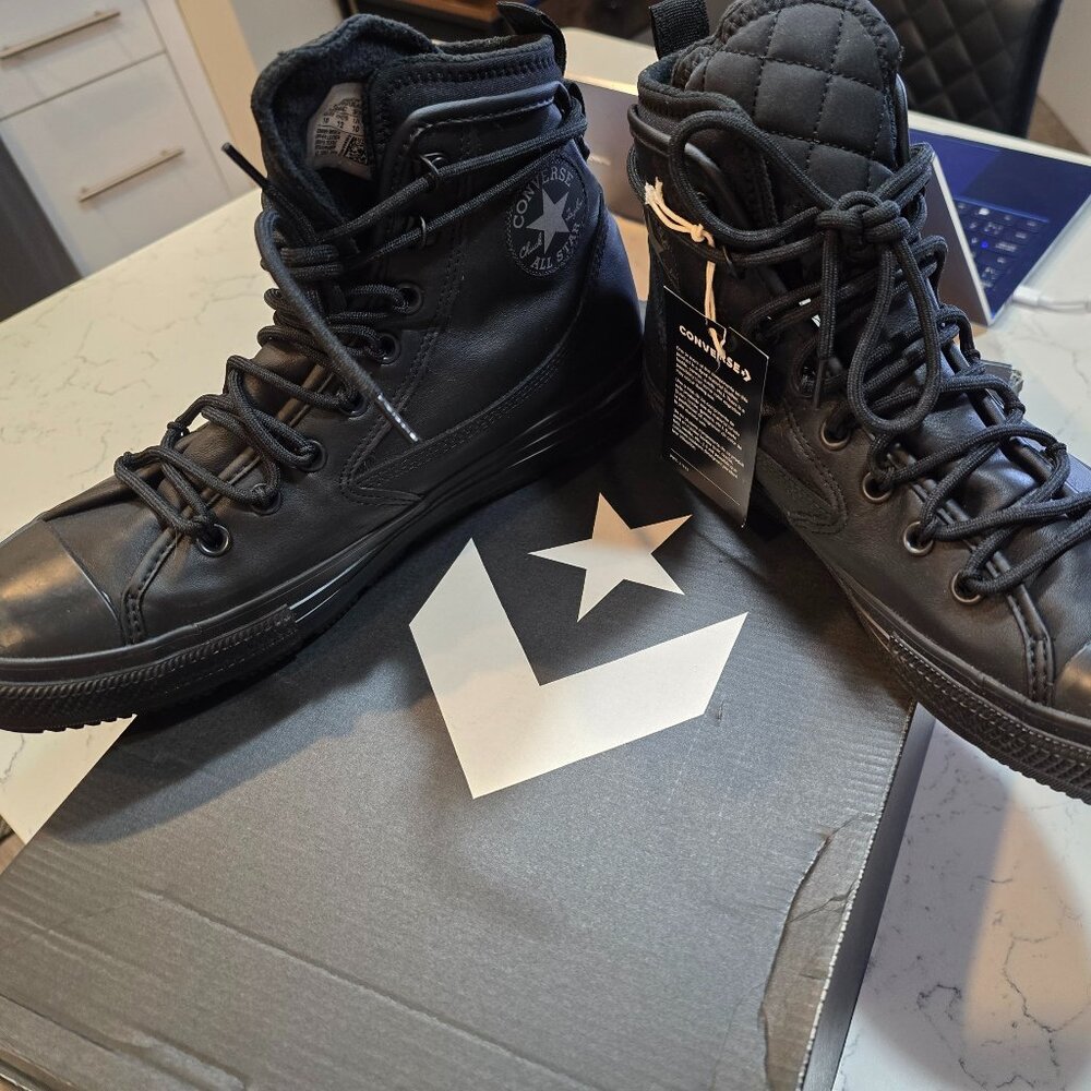 NEW CONVERSE ALL TERRAIN HI Waterproof Leather Boots Shoes 168864c Black SZ 10